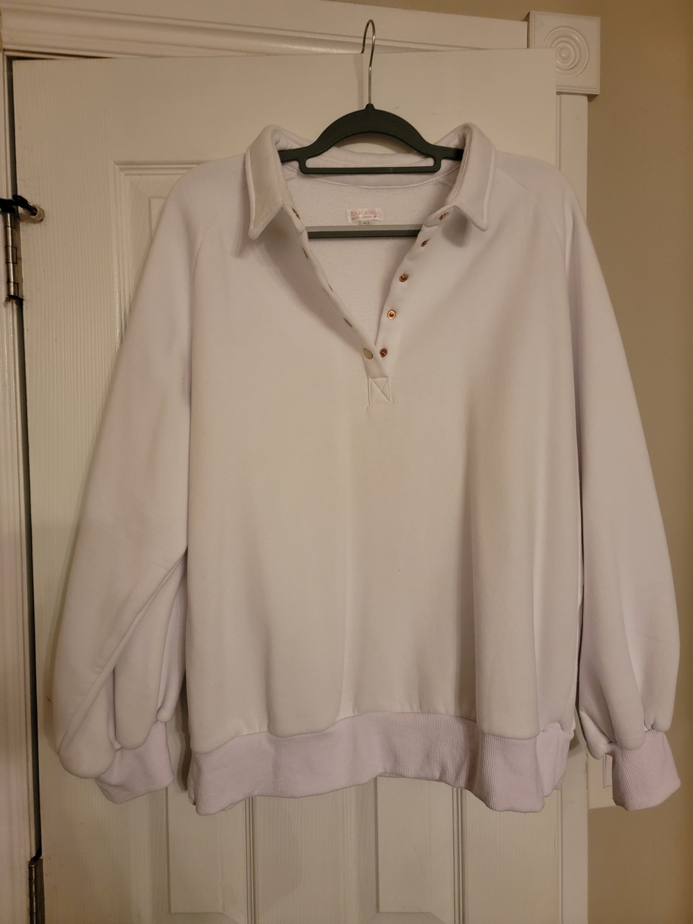 Women's Lightweight Pullover Collar Sweatshirt - White